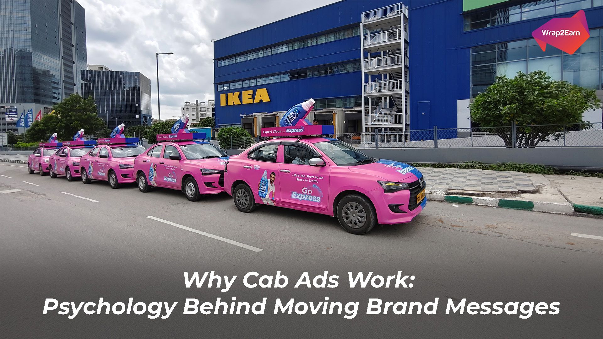 Wrap2Earn transit advertising turning taxis into moving billboards.
