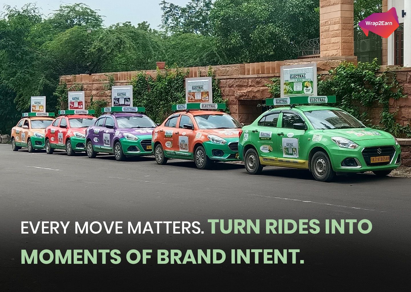 Branded cab in motion, capturing attention and sparking micro-moments of consumer intent.