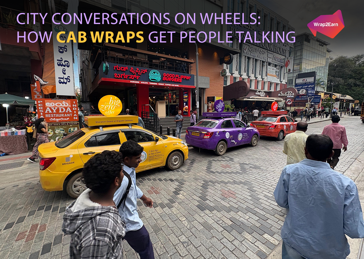 Commuters noticing vibrant cab ads by Wrap2Earn that spark conversations and boost brand visibility on city streets.
