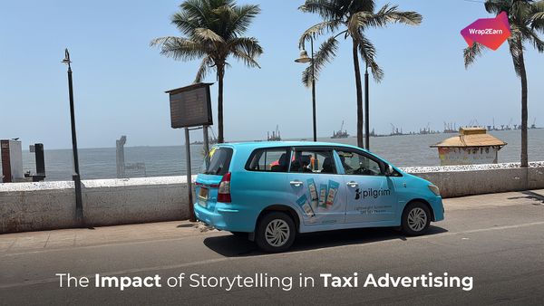 rap2Earn cab advertising showcasing storytelling through vibrant taxi branding on city streets