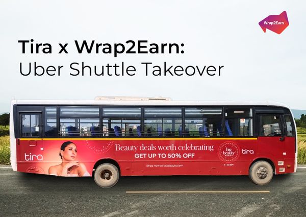 Tira x Wrap2Earn Uber Shuttle bus advertisement campaign showcased citywide.