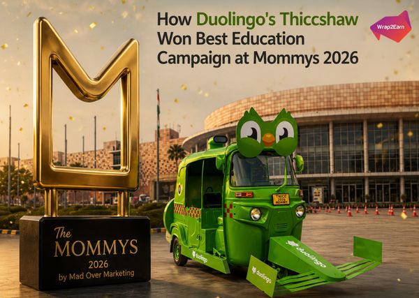 Duolingo's Thiccshaw with F1-inspired wings at MotoJam 2026, winner of Best Education Campaign.